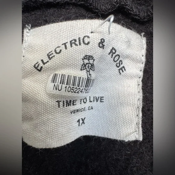 Electric & Rose cozy Sweatshirt Full Zip Hooded Dress Women 1X Black Pockets - Picture 6 of 6